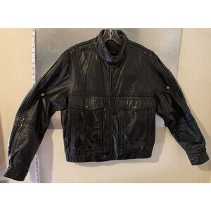 Studded Leather Insulated Motorcycle Jacket International Collection Sz42 Vtg